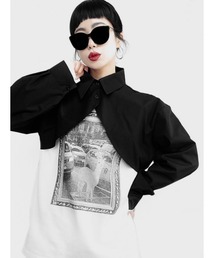 LVEU. | 【LVEU.】レイヤードシャツ(Aiselect) / トップス シャツ レイヤード ショート クロップド ブラック(シャツ/ブラウス)