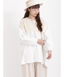 Samansa Mos2 | 柄編みニットドッキングチュニック(チュニック)