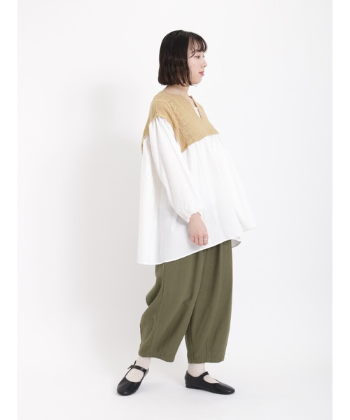 Samansa Mos2（サマンサ モスモス）の「柄編みニットドッキングチュニック（チュニック・レディース・キナリ/ミント/ベージュ/ブラック・ﾌﾘ-）」の14枚目の写真