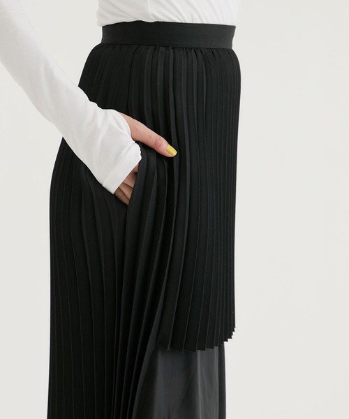 tarohoriuchiタロウホリウチチェックスカートサスペンダーアシンメトリー TARO HORIUCHI】カットアウトプリーツスカート Cutout Pleats