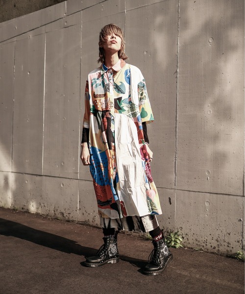 rovtski（ロフトスキー）の「配色ARTシャツワンピース（シャツワンピース・レディース・ホワイト・FREE）」の3枚目の写真