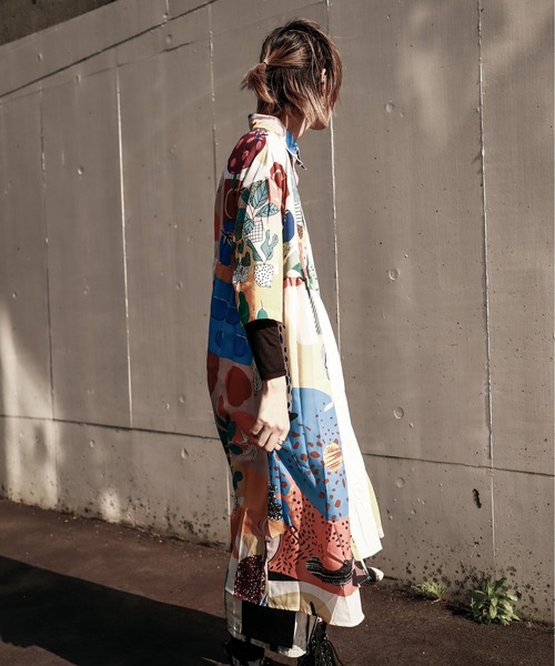 rovtski（ロフトスキー）の「配色ARTシャツワンピース（シャツワンピース・レディース・ホワイト・FREE）」の6枚目の写真