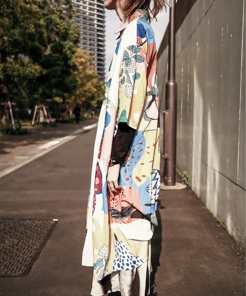 rovtski（ロフトスキー）の「配色ARTシャツワンピース（シャツワンピース・レディース・ホワイト・FREE）」の9枚目の写真