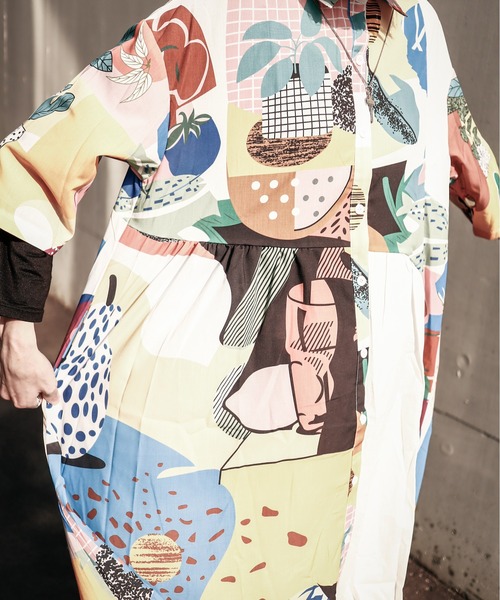 rovtski（ロフトスキー）の「配色ARTシャツワンピース（シャツワンピース・レディース・ホワイト・FREE）」の14枚目の写真