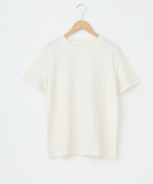 Chaco closet(チャコ クローゼット)の「ぽこぽこジャガード半袖Tシャツ(Tシャツ/カットソー・レディース・ブラック/サックスブルー/ホワイト/ベージュ・FREE)」の12枚目の写真