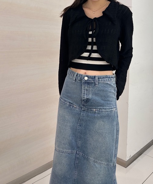 solleim（ソルレム）の「[選べる２color]デニムローウエストロングスカート（デニムスカート・レディース・ブルー/ブラック・S/M）」の6枚目の写真