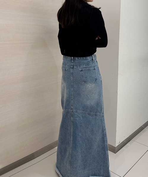 LENINA CALIN ツーポケット デニムスカート/サナ着用 ロング丈 大人気☆Lenina☆VELO pleats mini skirt TWICE サナ着用 追跡可