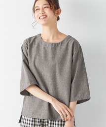 麻調ゆるシルエット7分袖ブラウス