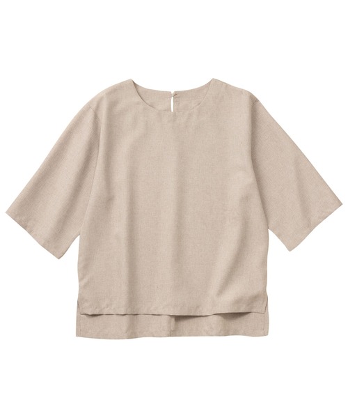 Viola e Viola（ヴィオラエヴィオラ）の「麻調ゆるシルエット７分袖ブラウス（シャツ/ブラウス・レディース・オフホワイト/サンドグレー/マスタード/スミクロ/サックスブルー・LARGE/X-LARGE/XX-LARGE/MEDIUM）」の18枚目の写真