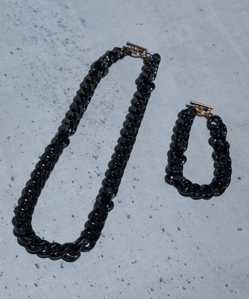 JOHN'S CLOSET(ジョンズクローゼット)の「【40】〔2点セット〕デザインチェーン ネックレス &ブレスレット ペアセット(ネックレス・メンズ・G/E/H/A/D/C/B/F・FREE)」の1枚目の写真