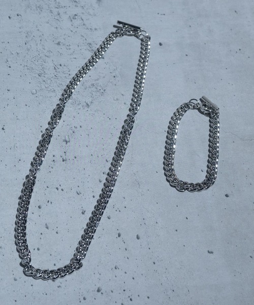 JOHN'S CLOSET(ジョンズクローゼット)の「【40】〔2点セット〕デザインチェーン ネックレス &ブレスレット ペアセット(ネックレス・メンズ・G/E/H/A/D/C/B/F・FREE)」の2枚目の写真