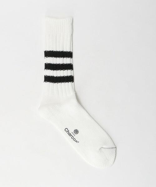 Charcoal TOKYO（チャコールトーキョー）の「＜Charcoal TOKYO＞ RIB 3LINE SOCKS/ソックス（ソックス/靴下・メンズ・ナチュラル/ブラック・FREE）」の2枚目の写真