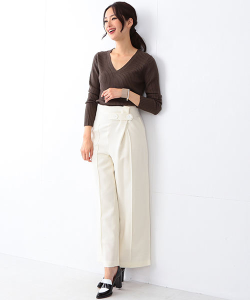 Demi-Luxe BEAMS（デミルクス ビームス）の「【Marisol11月号掲載】THE IRON / ボタンバギーパンツ（その他パンツ・レディース・ホワイト/ブラック・SMALL/MEDIUM）」の16枚目の写真