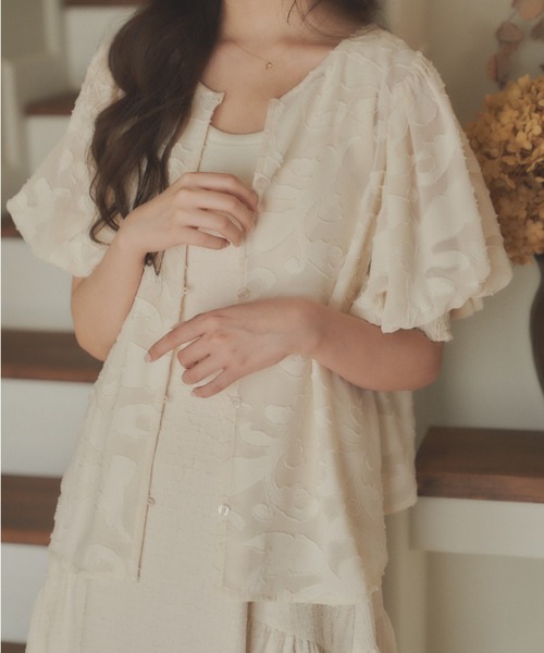 シアージャカードブラウス Sheer Jacquard Blouse SHEER JACQUARD BLOUSE(ｼｱｰｼﾞｬｶｰﾄﾞﾌﾞﾗｳｽ)