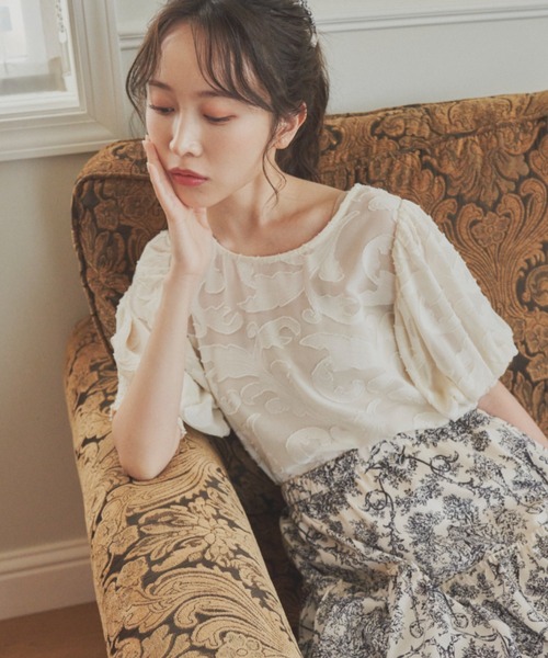 2way sheer Jacquard tops シアージャガードトップス