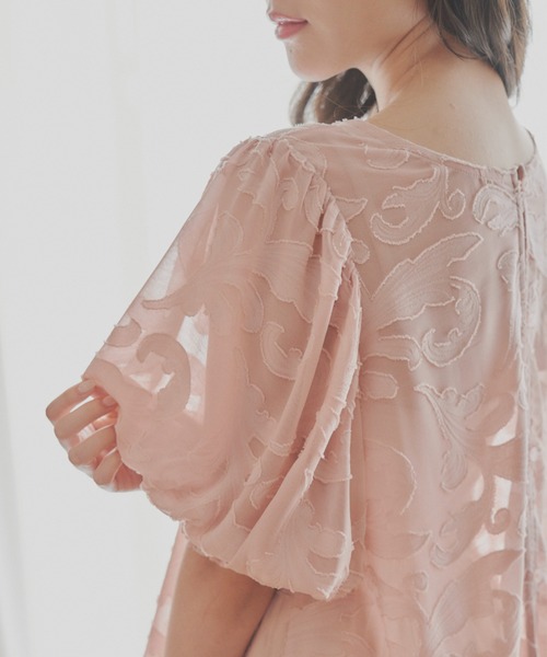 idem（イデム）の「sheer jacquard volume blouse/シアー