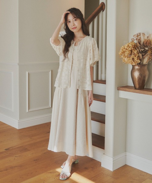idem（イデム）の「sheer jacquard volume blouse/シアー