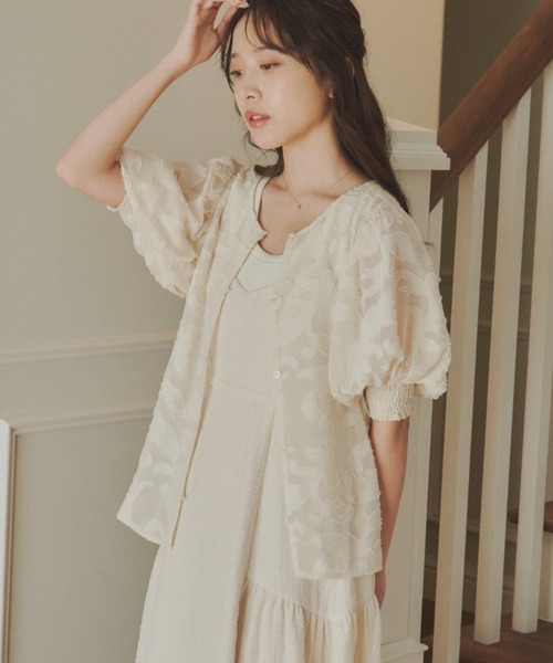 シアージャカードブラウス Sheer Jacquard Blouse idem（イデム）の「sheer jacquard volume blouse/シアー