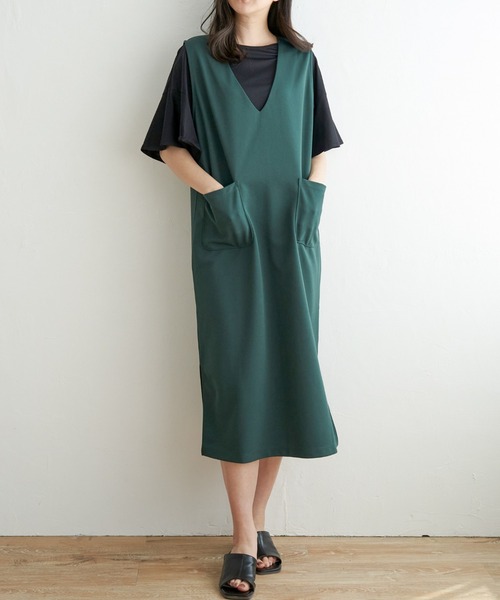 ikka（イッカ）の「ジャンスカメローインナーアンサンブル（ワンピース・レディース・グリーン/ブラウン/ブラック・M/S/L）」の2枚目の写真