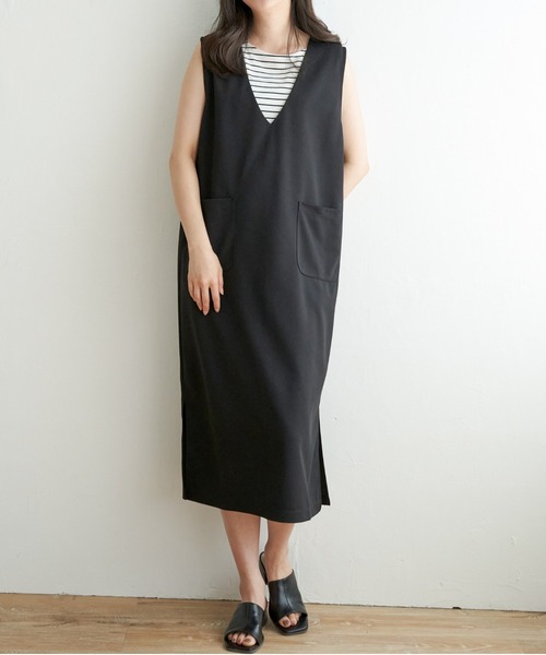 ikka（イッカ）の「ジャンスカメローインナーアンサンブル（ワンピース・レディース・グリーン/ブラウン/ブラック・M/S/L）」の3枚目の写真