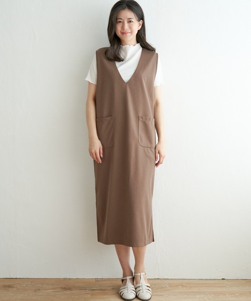 ikka（イッカ）の「ジャンスカメローインナーアンサンブル（ワンピース・レディース・グリーン/ブラウン/ブラック・M/S/L）」の10枚目の写真