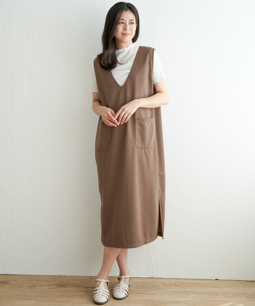 ikka（イッカ）の「ジャンスカメローインナーアンサンブル（ワンピース・レディース・グリーン/ブラウン/ブラック・M/S/L）」の6枚目の写真