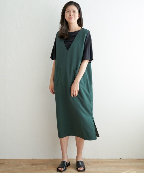 ikka（イッカ）の「ジャンスカメローインナーアンサンブル（ワンピース・レディース・グリーン/ブラウン/ブラック・M/S/L）」の8枚目の写真