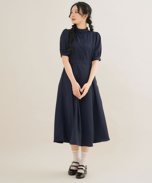 フリルスタンドカラーワンピース（ワンピース）｜Newlyme（ニューリー  