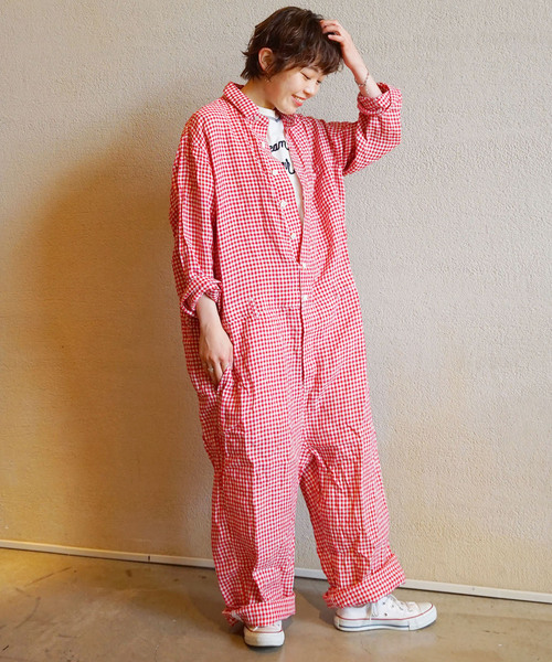 新品　jsluxe ☆ リネンギンガムオールインワン 新品 jsluxe ☆ リネンギンガムオールインワン - メルカリ