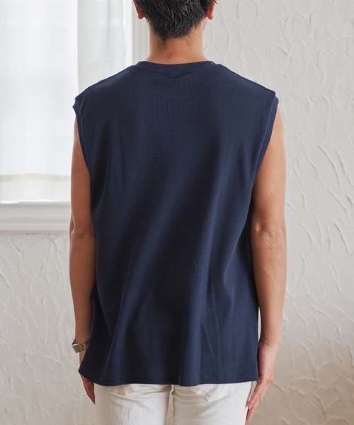 JEMORGAN（ジェーイーモーガン）の「『JEMORGAN LONG JOHNS/ジェーイーモーガンロングジョーンズ』T/Cワッフルノースリーブ【+】（タンクトップ・メンズ・ブラック/ネイビー/オフホワイト/グリーン/サンドベージュ・M/L/XL）」の7枚目の写真