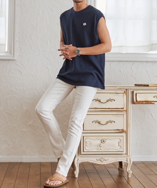 JEMORGAN（ジェーイーモーガン）の「『JEMORGAN LONG JOHNS/ジェーイーモーガンロングジョーンズ』T/Cワッフルノースリーブ【+】（タンクトップ・メンズ・ブラック/ネイビー/オフホワイト/グリーン/サンドベージュ・M/L/XL）」の10枚目の写真
