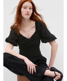 GAP | パフスリーブ ルーシュトップス(シャツ/ブラウス)