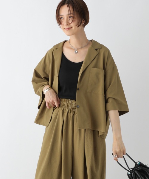 LEPSIM（レプシィム）の「開襟シャツSS　961205（シャツ/ブラウス・レディース・カーキブラウン/アイボリー/ブラック・FREE）」の3枚目の写真