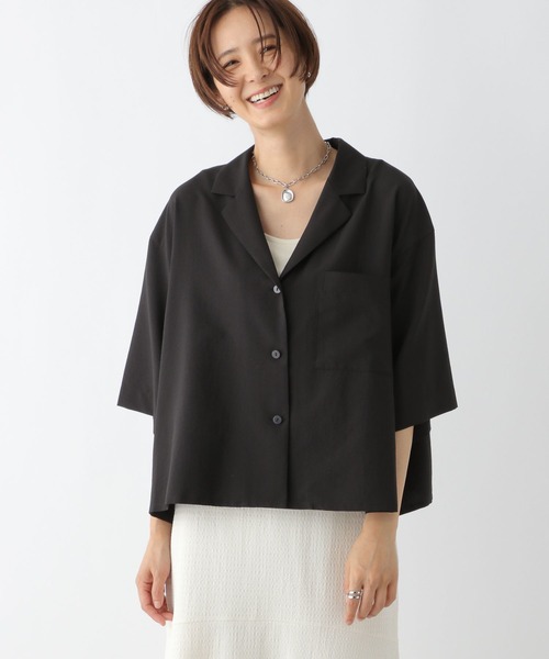 LEPSIM（レプシィム）の「開襟シャツSS　961205（シャツ/ブラウス・レディース・カーキブラウン/アイボリー/ブラック・FREE）」の11枚目の写真