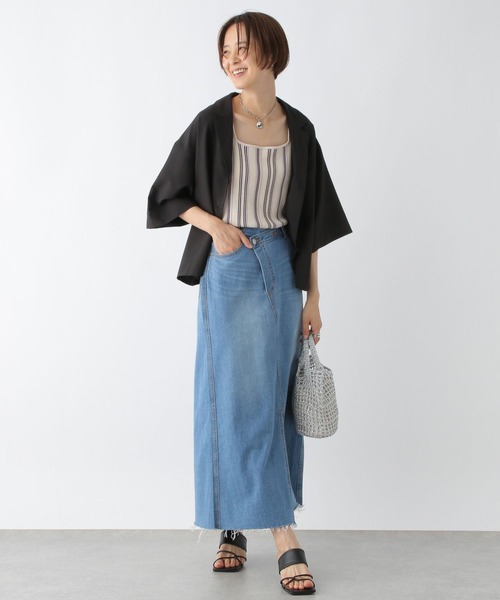 LEPSIM（レプシィム）の「開襟シャツSS　961205（シャツ/ブラウス・レディース・カーキブラウン/アイボリー/ブラック・FREE）」の15枚目の写真