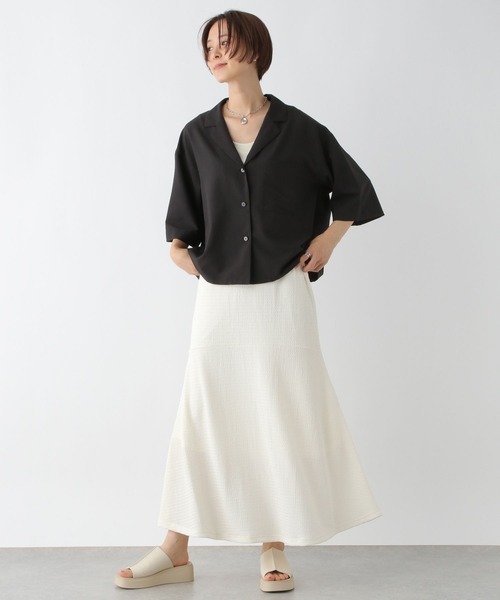 LEPSIM（レプシィム）の「開襟シャツSS　961205（シャツ/ブラウス・レディース・カーキブラウン/アイボリー/ブラック・FREE）」の16枚目の写真