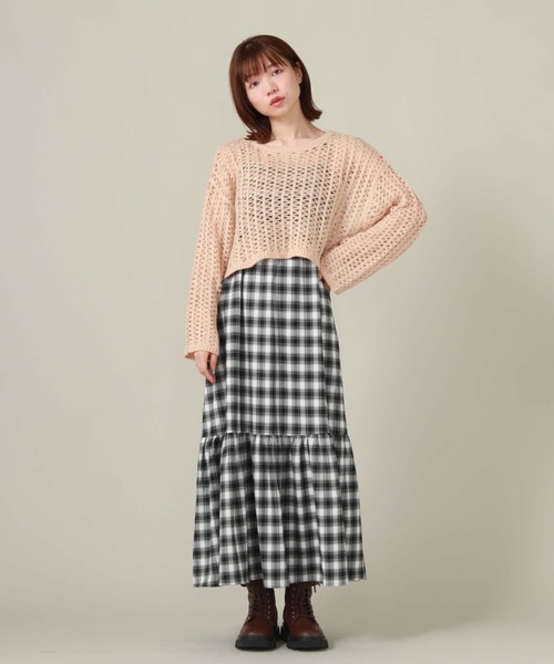 archives（アルシーヴ）の「クロップド丈透かし編みニット（ニット/セーター・レディース・アイボリー/ブラック/ピンクベージュ/ブルー・MEDIUM）」の20枚目の写真