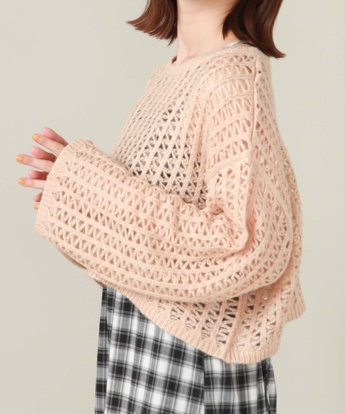 archives（アルシーヴ）の「クロップド丈透かし編みニット（ニット/セーター・レディース・アイボリー/ブラック/ピンクベージュ/ブルー・MEDIUM）」の18枚目の写真