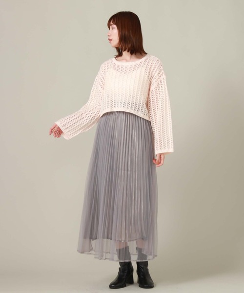 archives（アルシーヴ）の「クロップド丈透かし編みニット（ニット/セーター・レディース・アイボリー/ブラック/ピンクベージュ/ブルー・MEDIUM）」の9枚目の写真