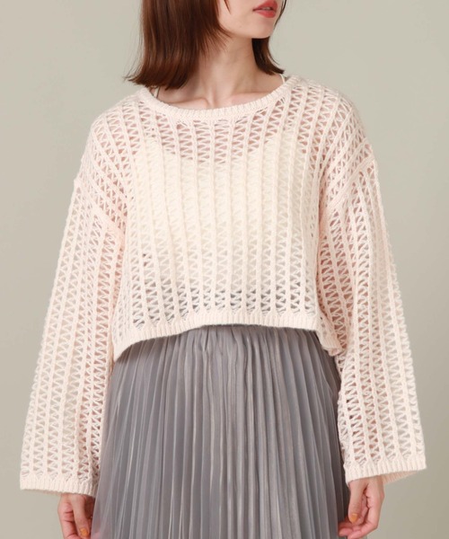 archives（アルシーヴ）の「クロップド丈透かし編みニット（ニット/セーター・レディース・アイボリー/ブラック/ピンクベージュ/ブルー・MEDIUM）」の17枚目の写真