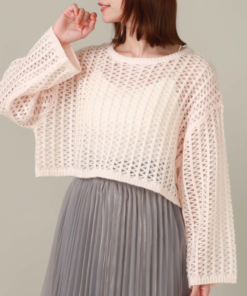 archives（アルシーヴ）の「クロップド丈透かし編みニット（ニット/セーター・レディース・アイボリー/ブラック/ピンクベージュ/ブルー・MEDIUM）」の15枚目の写真