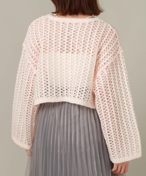 archives（アルシーヴ）の「クロップド丈透かし編みニット（ニット/セーター・レディース・アイボリー/ブラック/ピンクベージュ/ブルー・MEDIUM）」の14枚目の写真