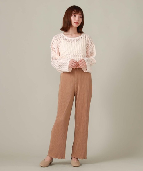 archives（アルシーヴ）の「クロップド丈透かし編みニット（ニット/セーター・レディース・アイボリー/ブラック/ピンクベージュ/ブルー・MEDIUM）」の7枚目の写真