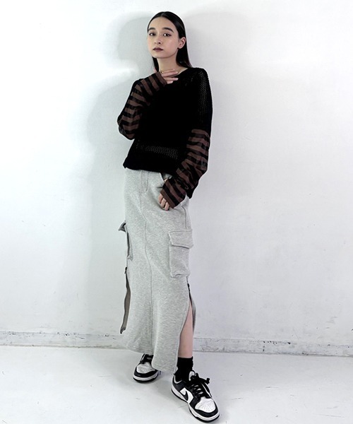 SEN TOKYO(セントーキョー)の「ゆる可愛いシルエット。ボーダースリーブシアーニット(ニット/セーター・レディース・ブラック/ホワイト・F)」の21枚目の写真