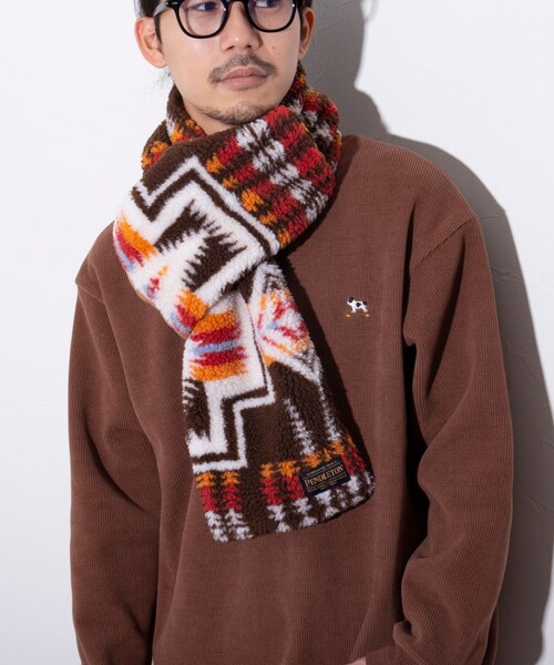 PENDLETON(ペンドルトン)の「【PENDLETON/ペンドルトン】別注HARDING ボアマフラー リバーシブル フリース(マフラー・メンズ・オフホワイト/ブラウン/ブラック・FREE)」の8枚目の写真