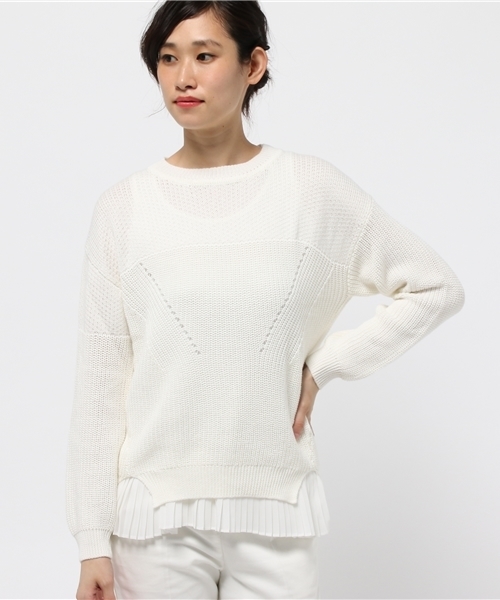 OUTLET（アウトレット）の「【CAPRICIEUX LE'MAGE】プリーツレイヤードプルオーバー（ニット/セーター・レディース・ホワイト/ネイビー/イエロー・FREE）」の2枚目の写真
