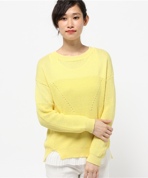 OUTLET（アウトレット）の「【CAPRICIEUX LE'MAGE】プリーツレイヤードプルオーバー（ニット/セーター・レディース・ホワイト/ネイビー/イエロー・FREE）」の3枚目の写真