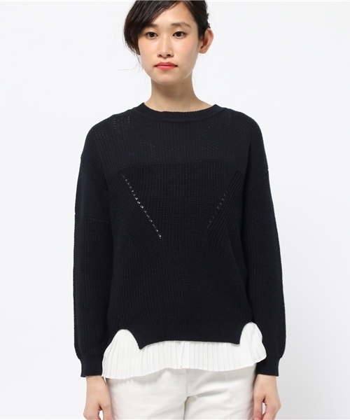 OUTLET（アウトレット）の「【CAPRICIEUX LE'MAGE】プリーツレイヤードプルオーバー（ニット/セーター・レディース・ホワイト/ネイビー/イエロー・FREE）」の4枚目の写真