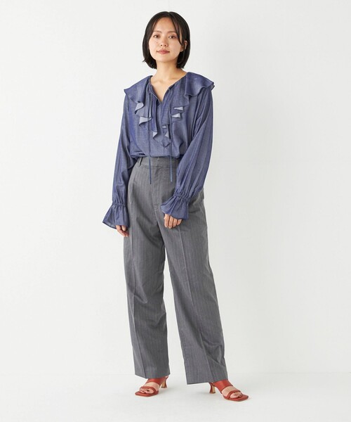 SHIPS Colors(シップス カラーズ)の「SHIPS Colors:〈洗濯機可能〉ソリッド/ストライプ タック ストレート パンツ(その他パンツ・レディース・ブラック/ブラウン/グレー・SMALL/MEDIUM)」の17枚目の写真