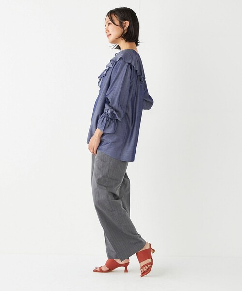 SHIPS Colors(シップス カラーズ)の「SHIPS Colors:〈洗濯機可能〉ソリッド/ストライプ タック ストレート パンツ(その他パンツ・レディース・ブラック/ブラウン/グレー・SMALL/MEDIUM)」の19枚目の写真